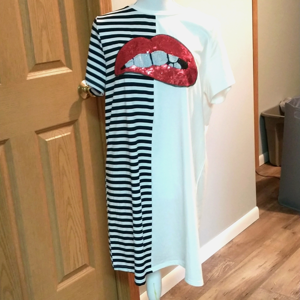 A T shirt dress, half and half.